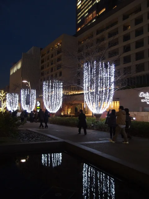 Entrée de Tokyo Midtown Roppongi illuminée à Noël en décembre 2013