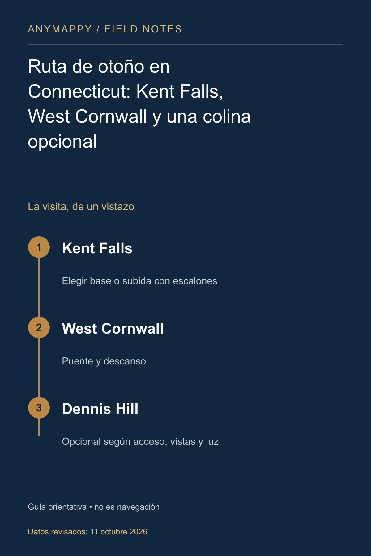 Ruta de otoño en Connecticut: Kent Falls, West Cornwall y una colina opcional