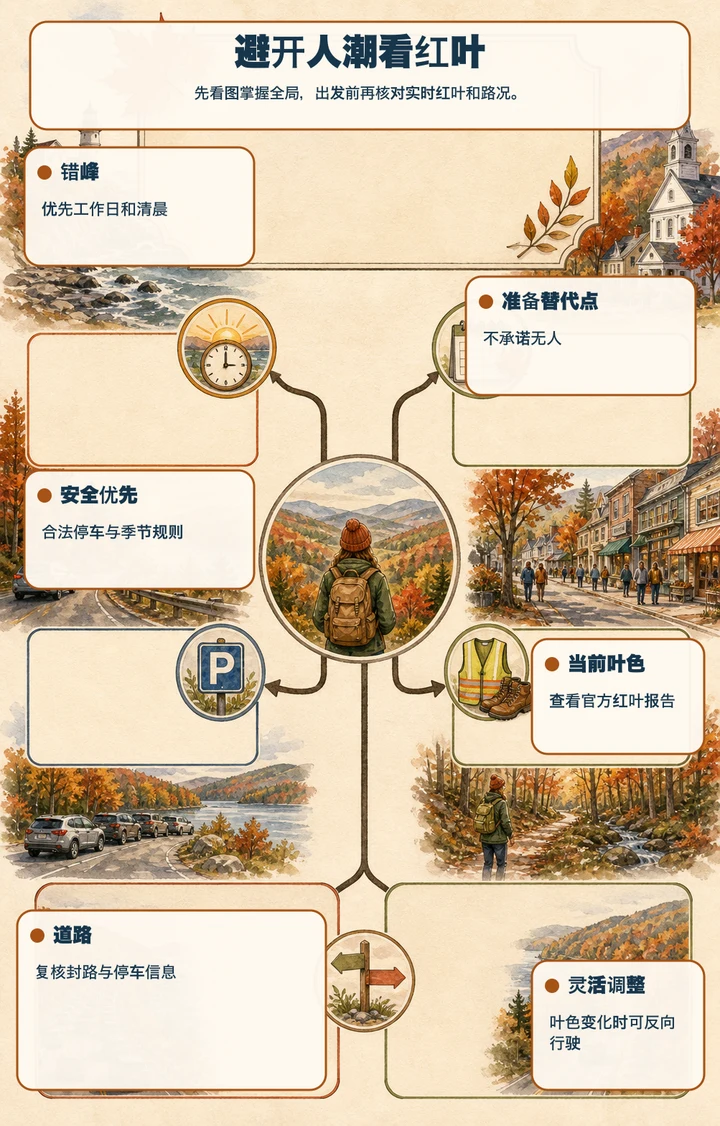 避开人潮看红叶 — 先看图掌握全局，出发前再核对实时红叶和路况。