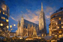 Non-documentary editorial illustration representing Weihnachtsmarkt am Stephansplatz