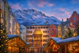 Non-documentary editorial illustration representing Christkindlmarkt Altstadt Innsbruck