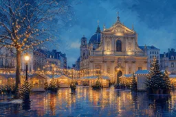 Non-documentary editorial illustration representing Plaisirs d'Hiver – Place Sainte-Catherine