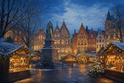 Non-documentary editorial illustration representing Kerstmarkt Simon Stevinplein
