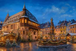 Non-documentary editorial illustration representing Marché de Noël de la Place de l'Ancienne Douane