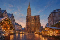 Non-documentary editorial illustration representing Marché de Noël – Place de la Cathédrale