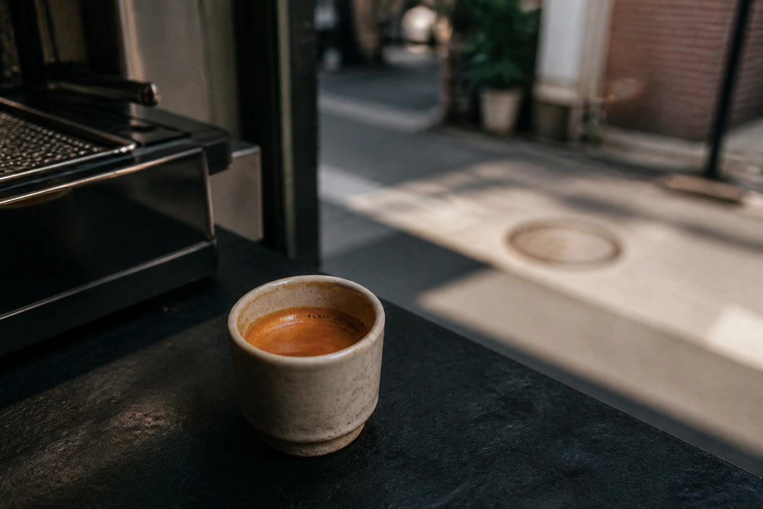 AI-generated editorial image representing the coffee experience at BEAR POND ESPRESSO