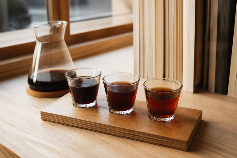 AI-generated editorial image representing the coffee experience at GLITCH COFFEE & ROASTERS Jimbocho