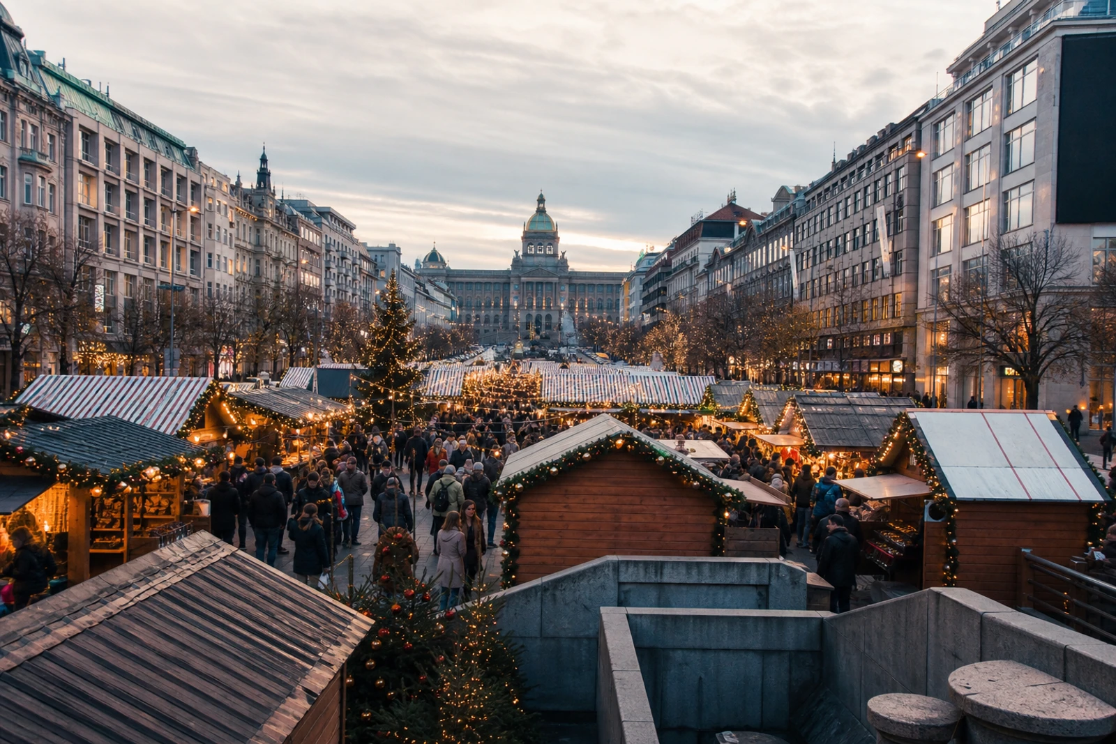 AI-generated editorial gallery context for Vánoční trhy na Václavském náměstí